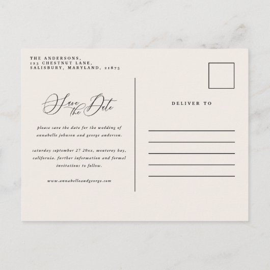 Rustikale Botanische Jungzeit elegantes Weißengrün Ankündigungspostkarte (Rückseite)