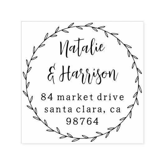 Rustikale Botanische Karikaturenhochzeit Permastempel (Design)