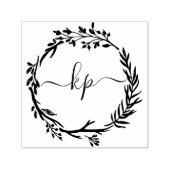 Rustikale Botanische Kranke Elegante Initialen Permastempel (Design)
