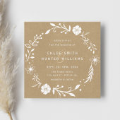 Rustikale Botanische Kranken-Imitate Kraft Hochzei Einladung