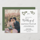 Rustikale Botanische mit Monogramm Foto Hochzeit Einladung (Vorne/Hinten)