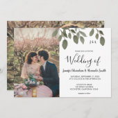 Rustikale Botanische mit Monogramm Foto Hochzeit Einladung (Vorne/Hinten)