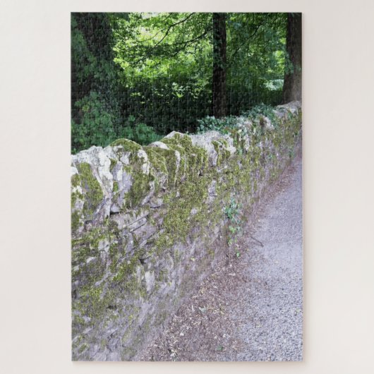 Rustikale botanische mittelalterliche Mauer Graue  Puzzle (Vertikal)
