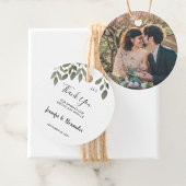 Rustikale botanische Monogramm Foto Hochzeit danke Geschenkanhänger