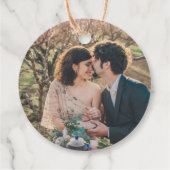 Rustikale botanische Monogramm Foto Hochzeit danke Geschenkanhänger (Rückseite)