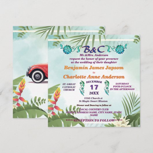 Rustikale Botanische Monographie Einladung (Vorne/Hinten)