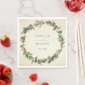 Rustikale botanische Oliven-Kranz-Hochzeitsserviet Serviette (Beispiel)