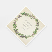 Rustikale botanische Oliven-Kranz-Hochzeitsserviet Serviette (Ecke)