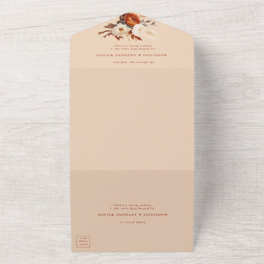 Rustikale botanische Pampas Fall Boho Hochzeit All In One Einladung (Außenbereich)