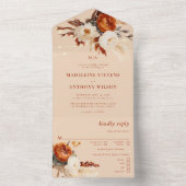 Rustikale botanische Pampas Fall Boho Hochzeit All In One Einladung (Innen Boden)