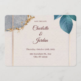 Rustikale Botanische Save-the-Date-Karte Save The Date
