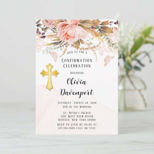 Rustikale Botanische Schmetterlingsbestätigung Einladung (Stehend Vorderseite)