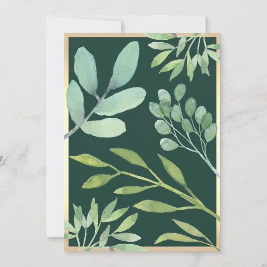 Rustikale Botanische Smaragdgrüne Hochzeit Einladung (Rückseite)