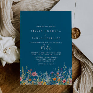 Rustikale botanische spanische Hochzeit auf der Wi Einladung