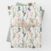 Rustikale botanische Vegetation, Berries & Pine Co Geschenkpapier Set (Beispiel)