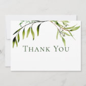 Rustikale Botanische Vegetation Bough Wedding Dankeskarte (Vorderseite)