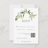 Rustikale botanische Vegetation Bough Wedding QR C RSVP Karte (Vorderseite)