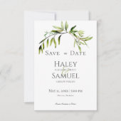 Rustikale Botanische Vegetation Bough Wedding Save The Date (Vorderseite)