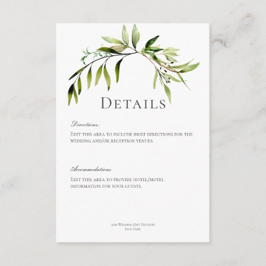 Rustikale botanische Vegetation Details zur Hochze Begleitkarte (Vorderseite)