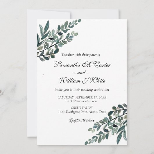 Rustikale botanische Vegetation Einladung (Vorderseite)