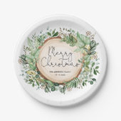 Rustikale botanische Vegetation Frohe Weihnachtsfe Pappteller (Vorderseite)