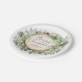 Rustikale botanische Vegetation Frohe Weihnachtsfe Pappteller (Schrägansicht)