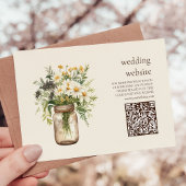 Rustikale botanische Vegetation Hochzeit Qr Code Begleitkarte