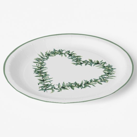 Rustikale botanische Vegetation Leaf Einfaches Kra Pappteller (Schrägansicht)