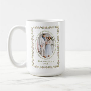 Rustikale Botanische Weihnachtstasse Grün Kaffeetasse