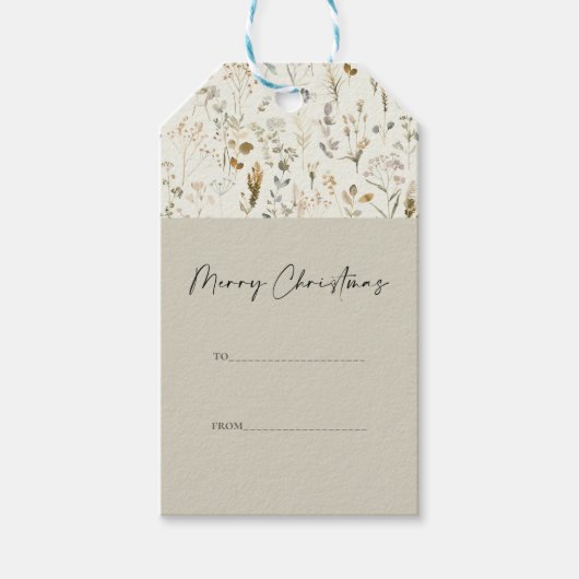 Rustikale botanische Wildblume Geschenkanhänger (Vorderseite)