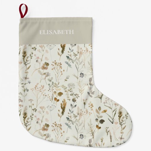 Rustikale botanische Wildblume Großer Weihnachtsstrumpf (Vorderseite)