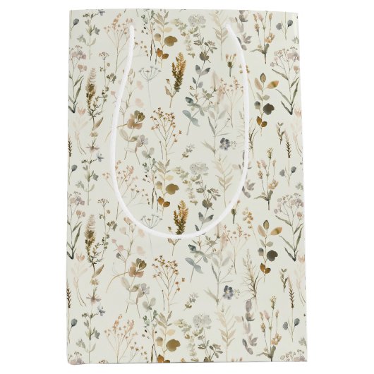 Rustikale botanische Wildblume Mittlere Geschenktüte (Vorderseite)