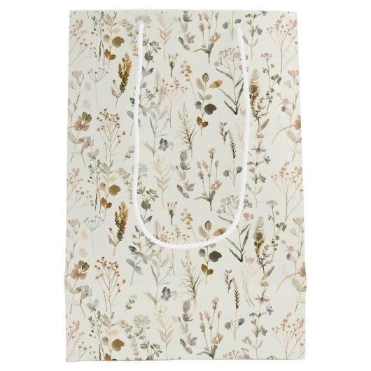 Rustikale botanische Wildblume Mittlere Geschenktüte (Rückseite)