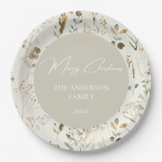 Rustikale botanische Wildblume Pappteller (Vorderseite)