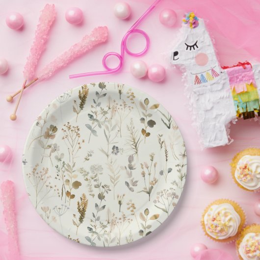 Rustikale botanische Wildblume Pappteller (Party)