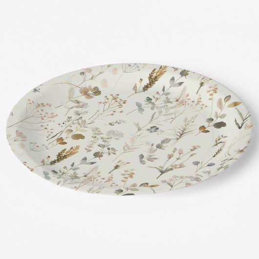 Rustikale botanische Wildblume Pappteller (Schrägansicht)