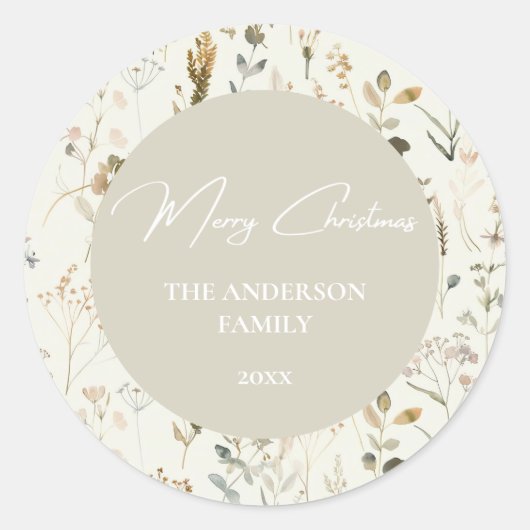 Rustikale botanische Wildblume Runder Aufkleber (Vorderseite)