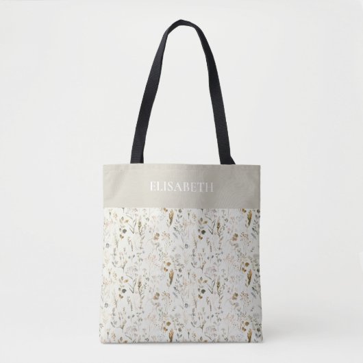 Rustikale botanische Wildblume Tasche (Vorderseite)