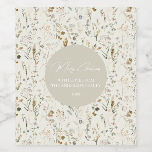 Rustikale botanische Wildblume Weinetikett (Einzelnes Label)