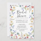 Rustikale botanische Wildblume Weißes Brautparty Einladung (Vorderseite)