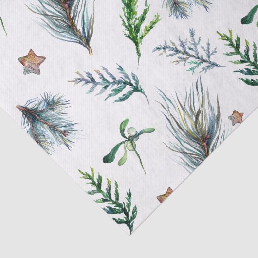 Rustikale Botanische Woodsy Pine Tree Blätter Seidenpapier (Ausschnitt)