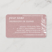 Rustikale Boutique Blume Kraft Papier Rose Visitenkarte (Rückseite)