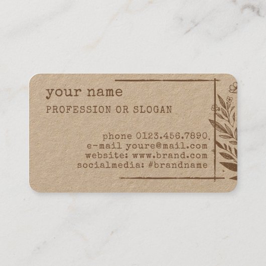 Rustikale Boutique Blume Visitenkarte (Rückseite)