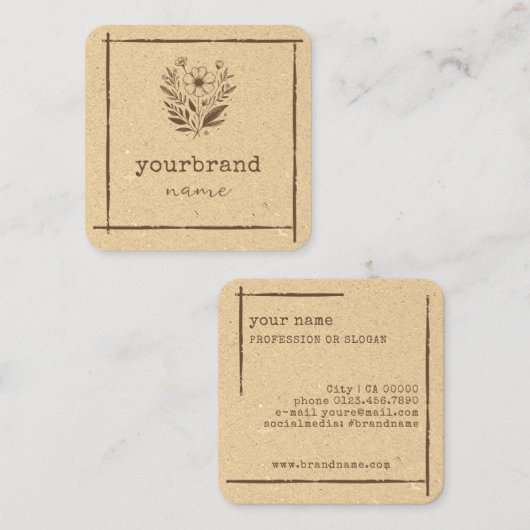 Rustikale Boutique Stationery Florist Blume Quadratische Visitenkarte (Vorne/Hinten)