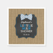 Rustikale Bow Krawatte Little Man Oh Junge Babydus Serviette (Vorderseite)