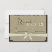 Rustikale Bow- und Burlap-Hochzeitsreaktion RSVP Karte (Vorderseite)