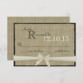 Rustikale Bow- und Burlap-Hochzeitsreaktion RSVP Karte (Vorne/Hinten)