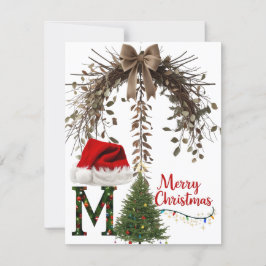 Rustikale Bow Wreath Flat Holiday Card - Minimalis Feiertagskarte