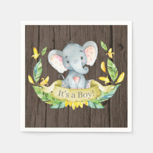 Rustikale Boy Elephant Babydusche Gelb Napkins Serviette
