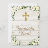 Rustikale Boy Gold Taufe Erster Geburtstag mexikan Einladung (Rückseite)